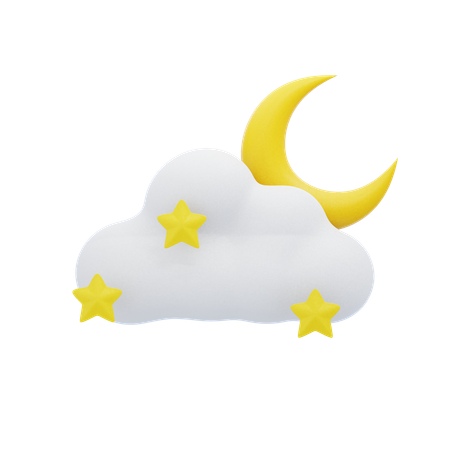 Noche nublada luna  3D Icon