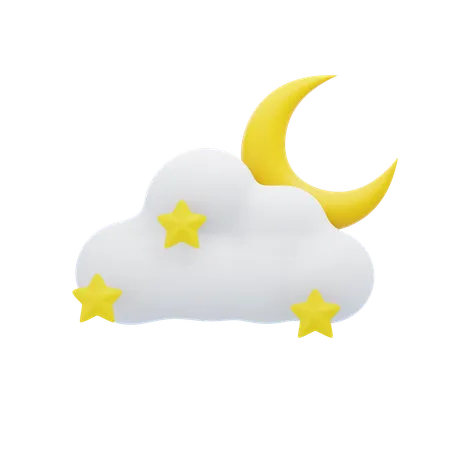 Noche nublada luna  3D Icon