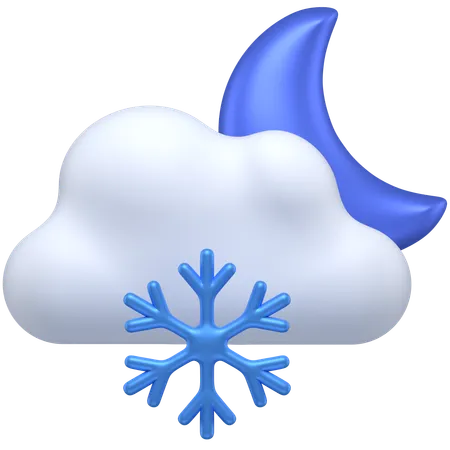 Noche nublada nevando  3D Icon