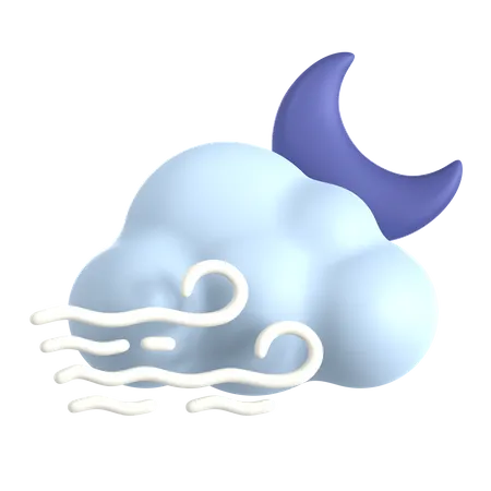 Noche nublada y ventosa  3D Icon