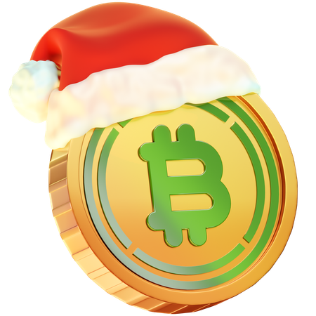 Pièce de monnaie bitcoin enveloppée de Noël  3D Icon