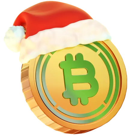 Pièce de monnaie bitcoin enveloppée de Noël  3D Icon