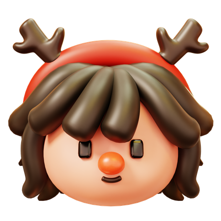 Tête de fille de Noël  3D Icon