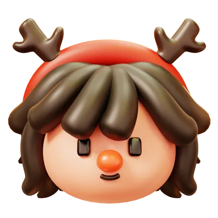 Tête de fille de Noël  3D Icon