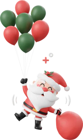 Noël, père Noël, à, ballon  3D Icon