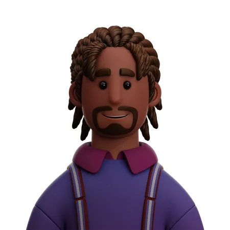Homme afro noir  3D Icon