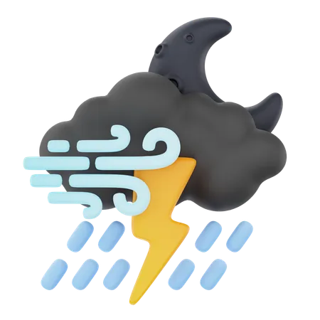 Chuva Forte Vento Tempestade Noite  3D Icon