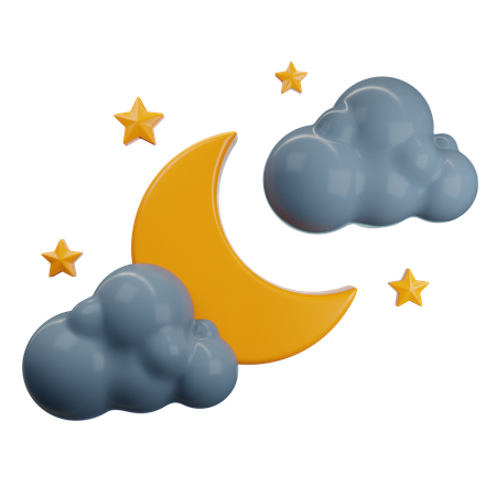 Noite clara com estrela e lua  3D Icon
