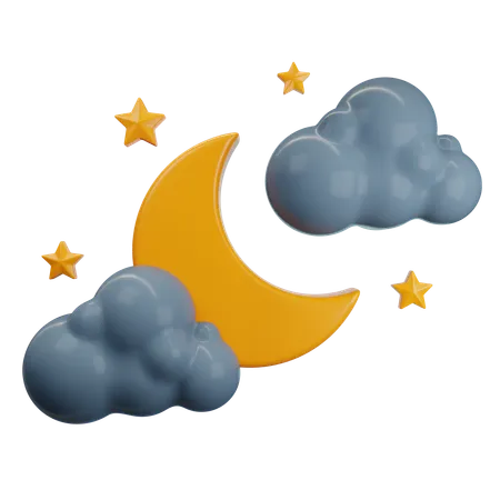 Noite clara com estrela e lua  3D Icon