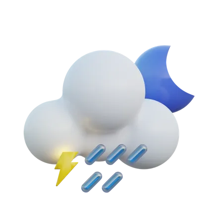 Noite de chuva forte  3D Icon