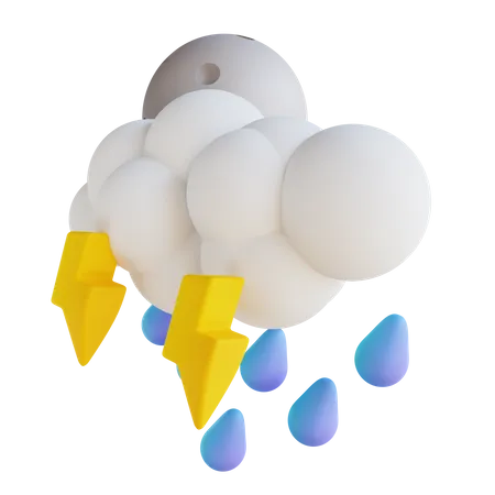 Noite de forte chuva com relâmpagos  3D Illustration