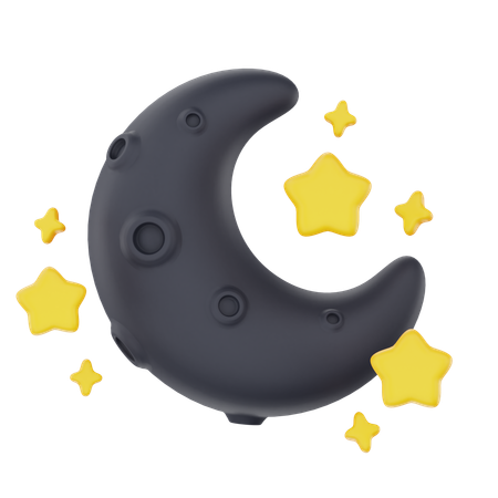 Noite de lua cheia com estrelas  3D Icon