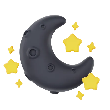 Noite de lua cheia com estrelas  3D Icon