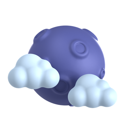 Noite nublada de lua cheia  3D Icon