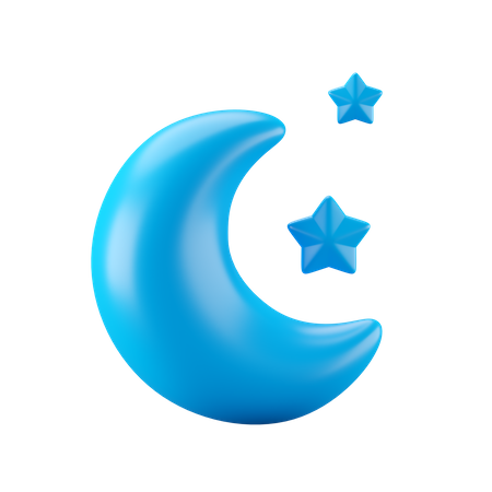 Lua e noite estrelada  3D Icon