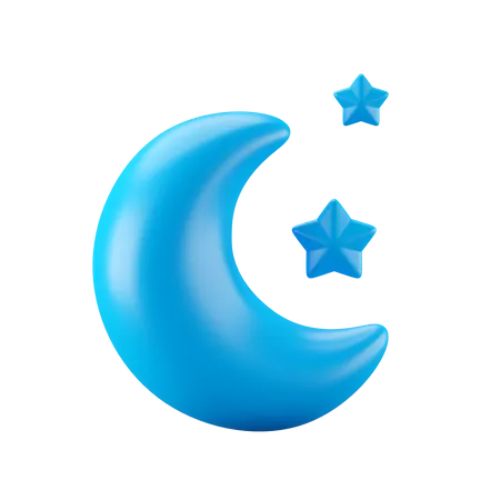 Lua e noite estrelada  3D Icon