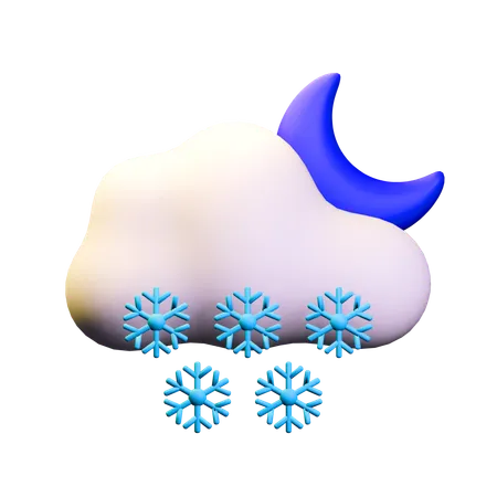 Clima de noite com neve  3D Icon