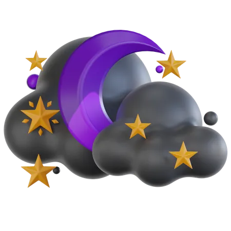 Noite nublada com estrelas  3D Icon