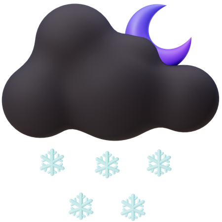 Nuvens de cristal noturnas com lua crescente  3D Icon