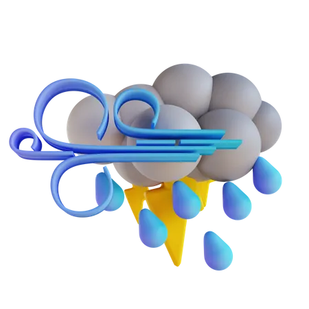 Noite tempestuosa chuva relâmpago  3D Illustration