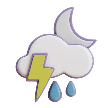 Noite trovão chuva  3D Icon