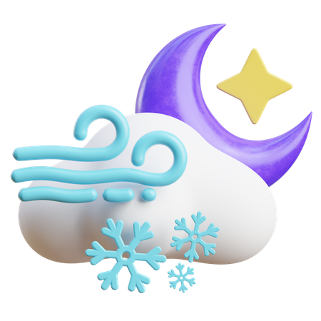 Noite de neve ventosa  3D Icon