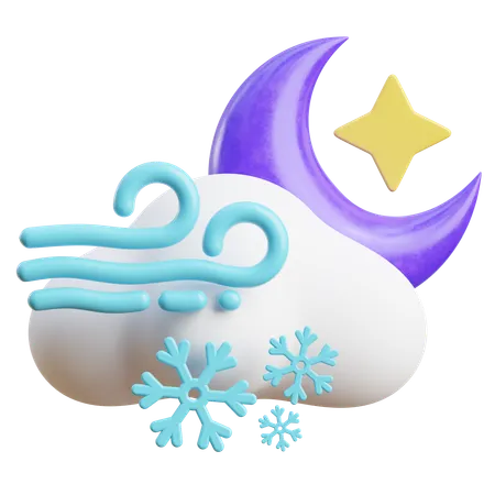 Noite de neve ventosa  3D Icon