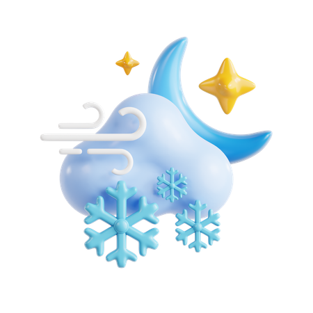 Nuvem de neve à noite ventosa  3D Icon