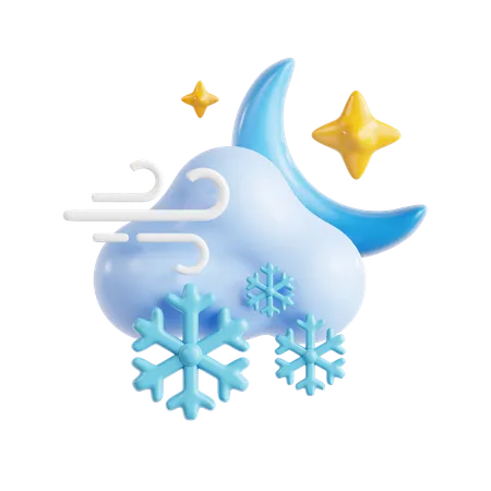 Nuvem de neve à noite ventosa  3D Icon