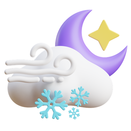 Nuvem de neve à noite ventosa  3D Icon