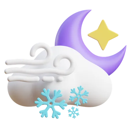 Nuvem de neve à noite ventosa  3D Icon