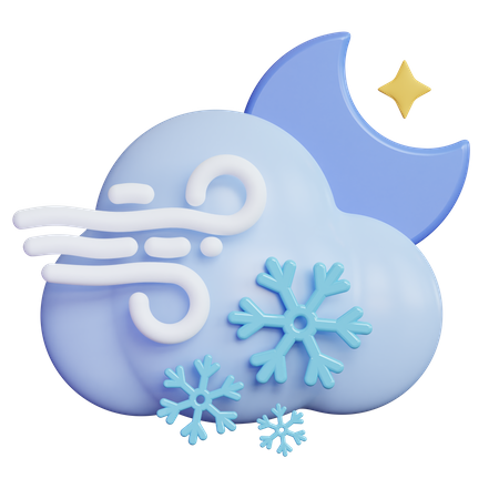 Nuvem de neve à noite ventosa  3D Icon