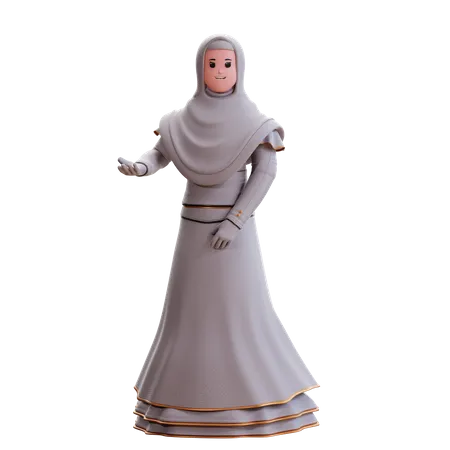 Noiva muçulmana perguntando algo  3D Illustration