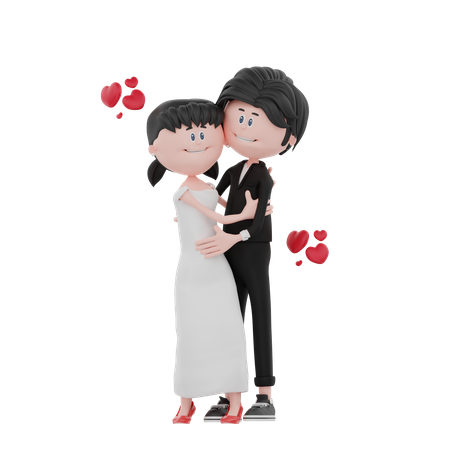 Noivo e noiva se abraçando  3D Illustration