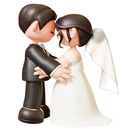 Noivo e noiva na cerimônia de casamento  3D Illustration