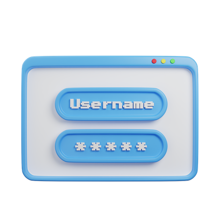 Nombre de usuario y contraseña  3D Icon