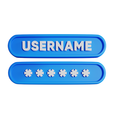 Nombre de usuario y contraseña  3D Icon