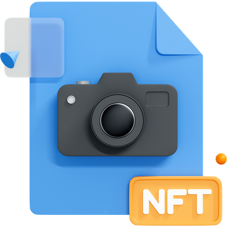 Non Fungible Token With Camera And Digital Image 3D Icon