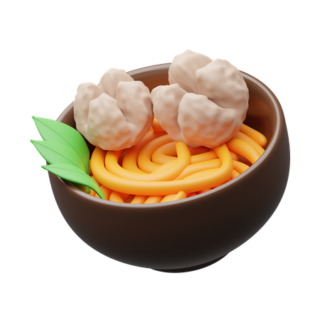 Noodles And Meatballs  3D Icon