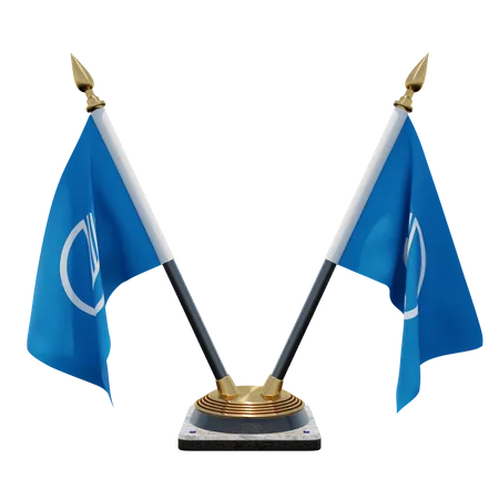 Nordic Council Double Desk Flag Stand  3D Flag