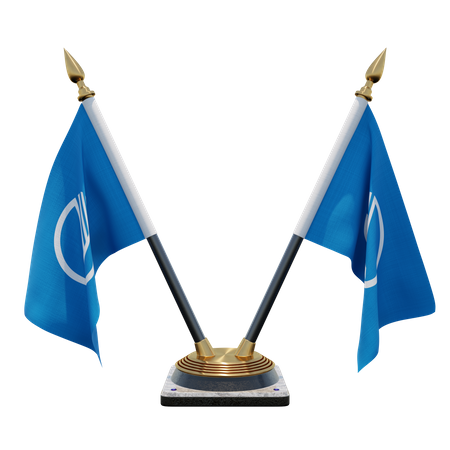 Nordic Council Double Desk Flag Stand  3D Icon