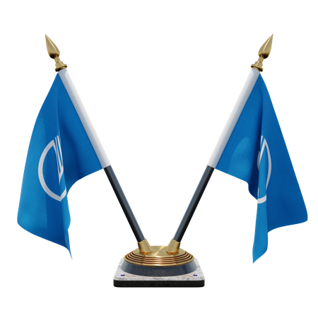 Nordic Council Double Desk Flag Stand  3D Illustration