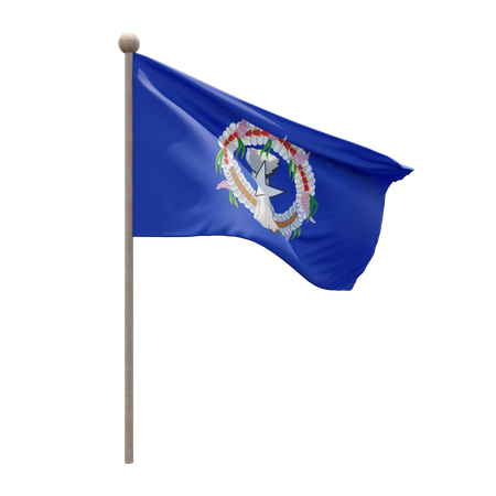 Nördliche Marianen-Flaggenmast  3D Flag