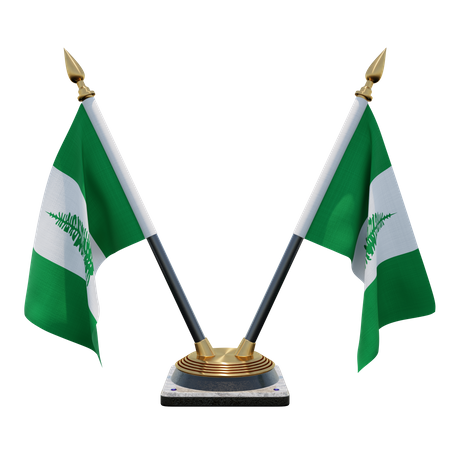 Norfolk Island Double Desk Flag Stand  3D Flag