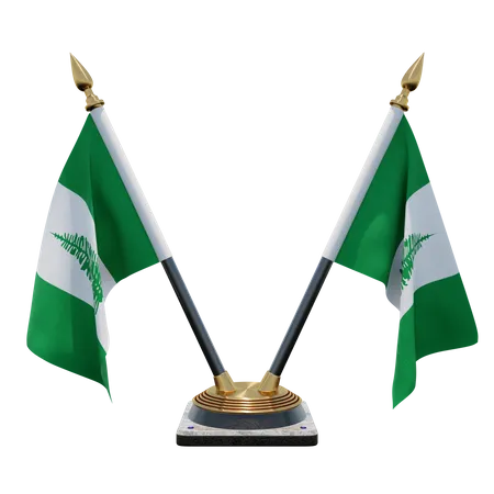 Norfolk Island Double Desk Flag Stand  3D Flag