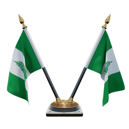 Norfolk Island Double (V) Desk Flag Stand  3D Icon