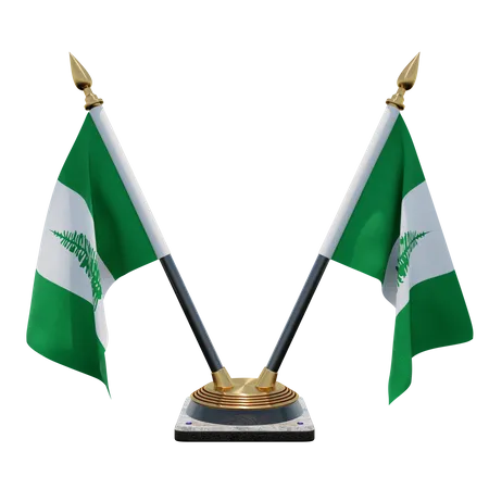 Norfolk Island Double (V) Desk Flag Stand  3D Icon