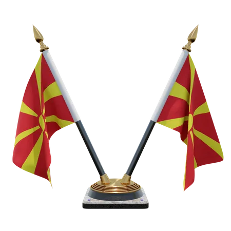 Suporte de bandeira de mesa dupla (V) da Macedônia do Norte  3D Icon