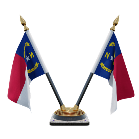 Doppelter Tischflaggenständer aus North Carolina  3D Flag