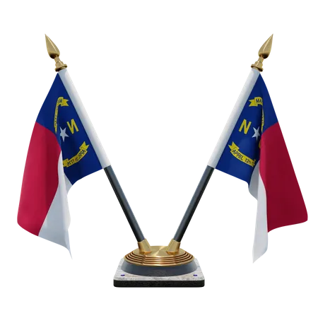 Doppelter Tischflaggenständer aus North Carolina  3D Flag